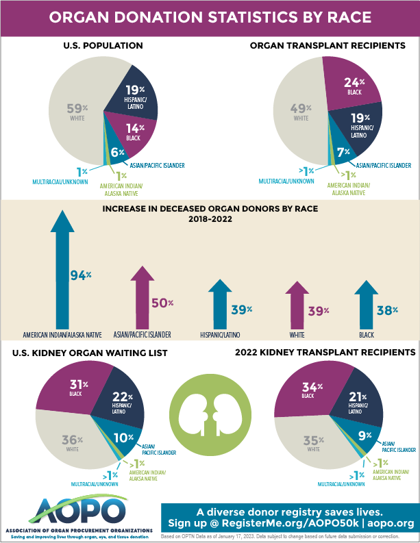 2023 AOPO Organ Donation By Race Infographic