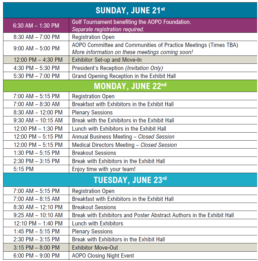 2026 AM Schedule at Glance