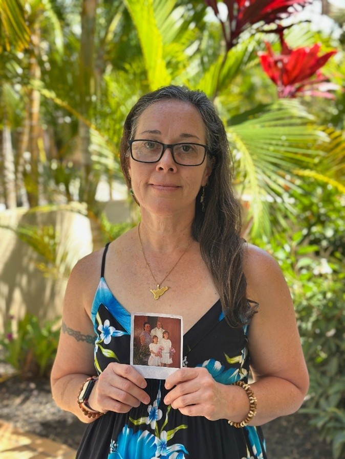 Rachel holding photo