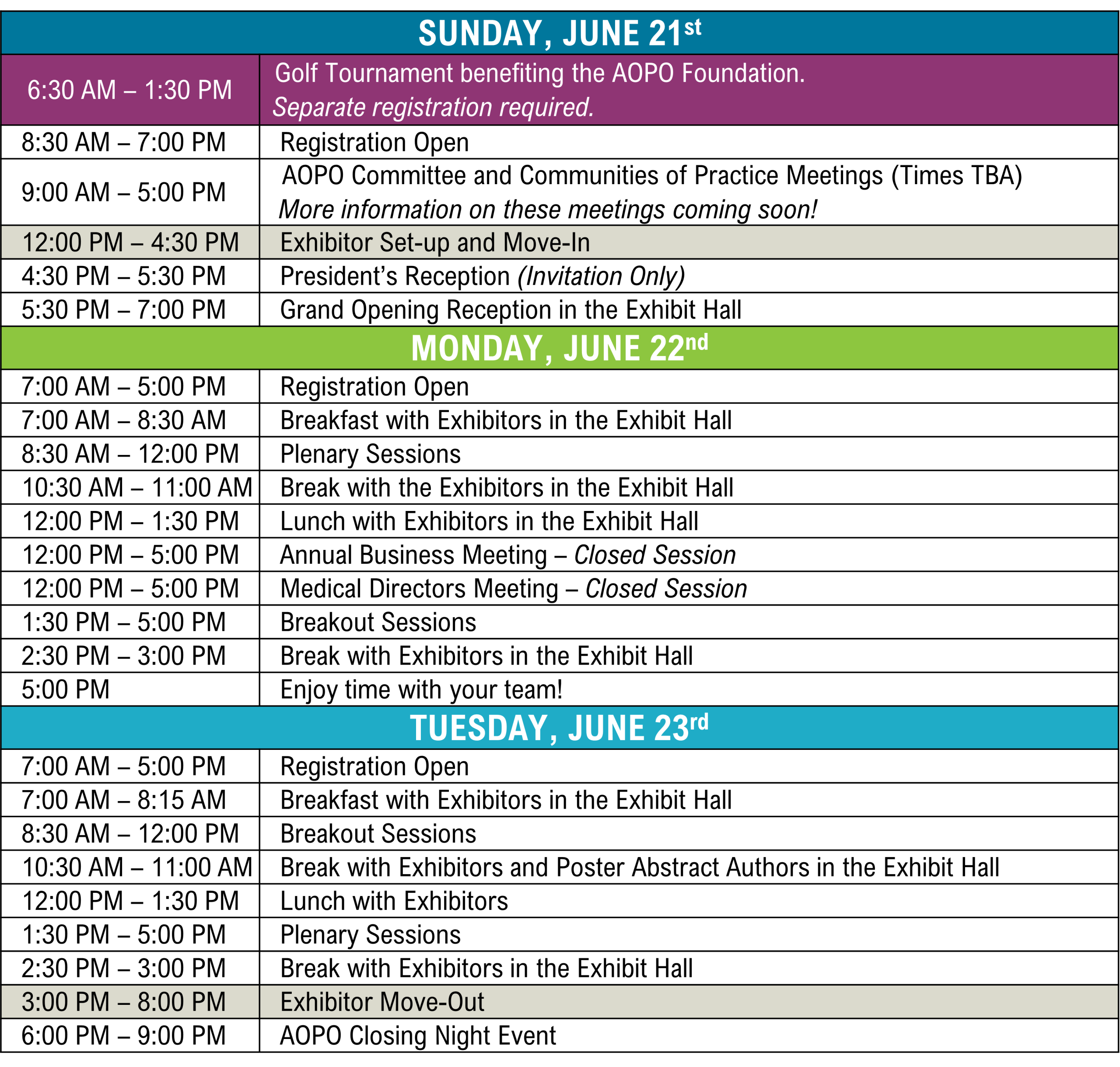 Schedule At A Glance AOPO 2026 AM